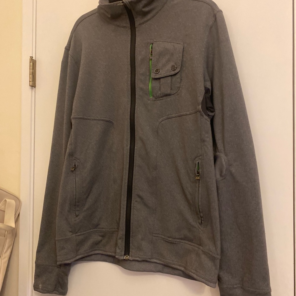 Lululemon Men's Gray Jacket with Green Trim
